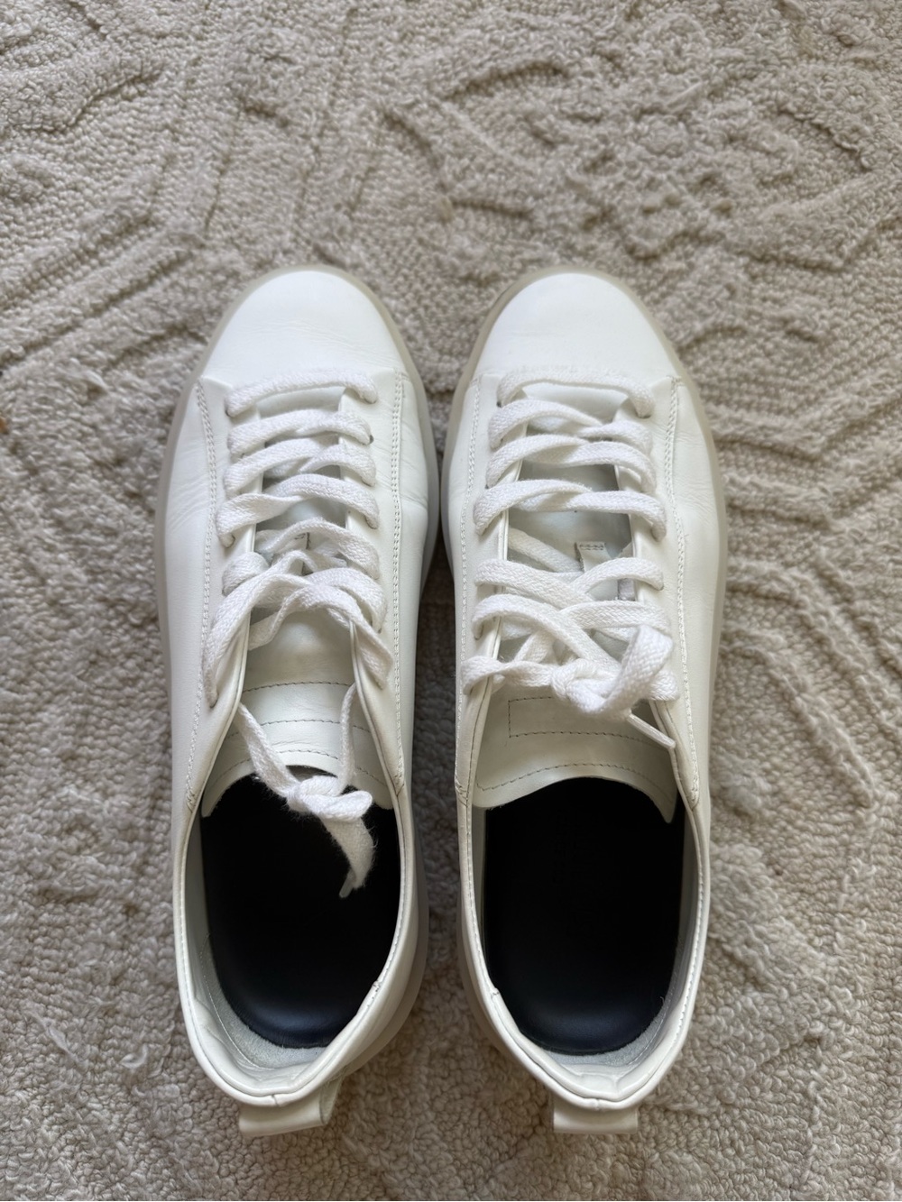 Essentials White Leather Low-Top Sneakers